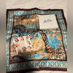 Lilly Pulitzer 100% silk 2026 exclusive scarf - vintage Lilly's Zoo Print NWT